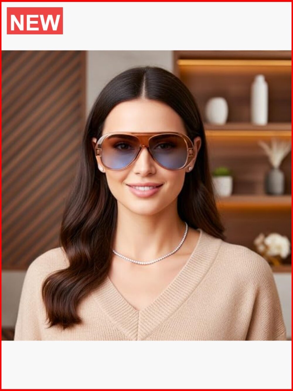 Oversized Aviator Sunglasses Retro 70s Style Big Square Shield UV400 - Picture 3 of 7